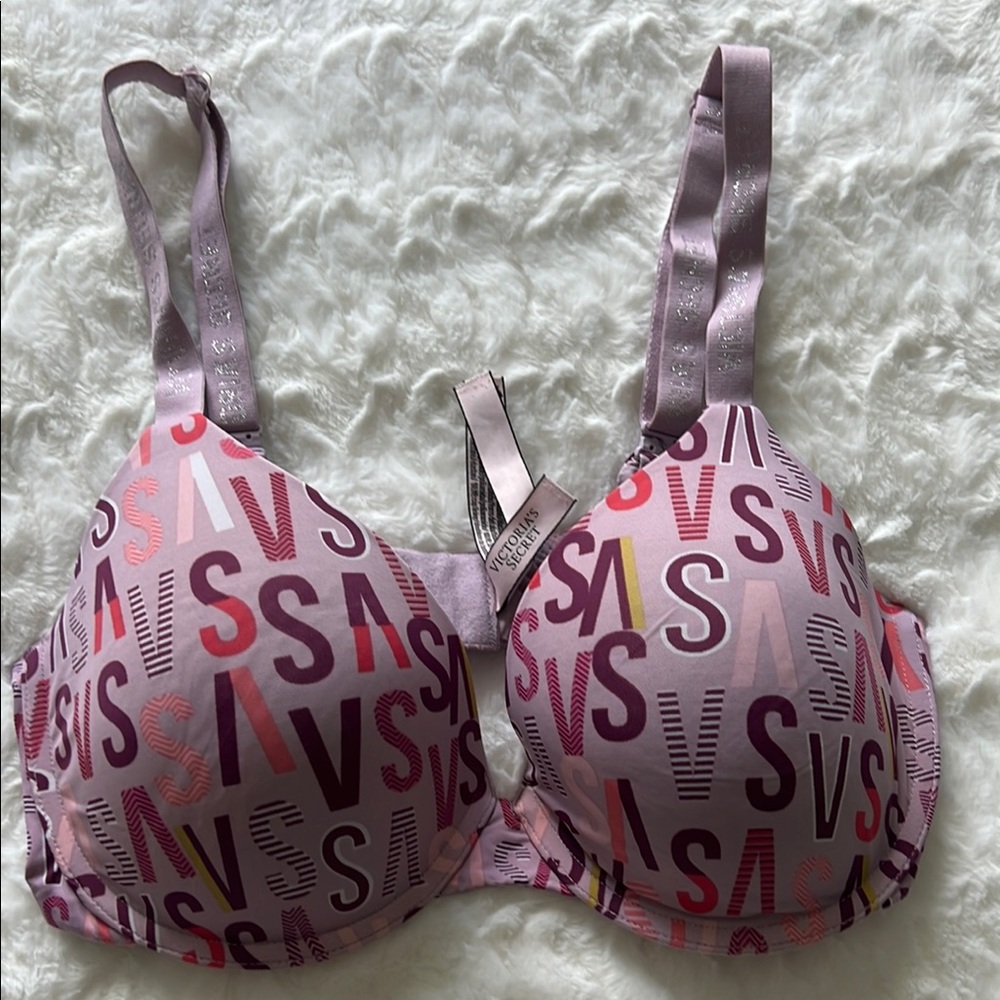 Victoria's Secret Pink and Red Bra with Underwire and Adjustable Straps